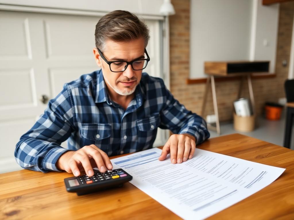 Homeowner reviewing garage door financing paperwork