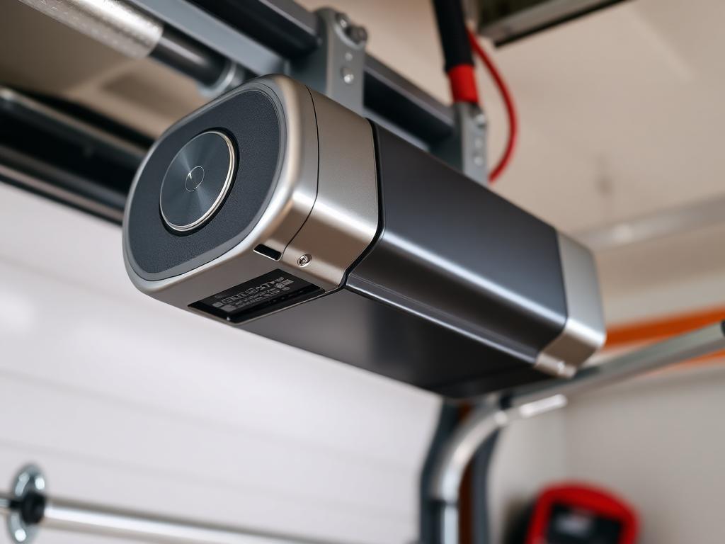 Technician troubleshooting garage door opener motor