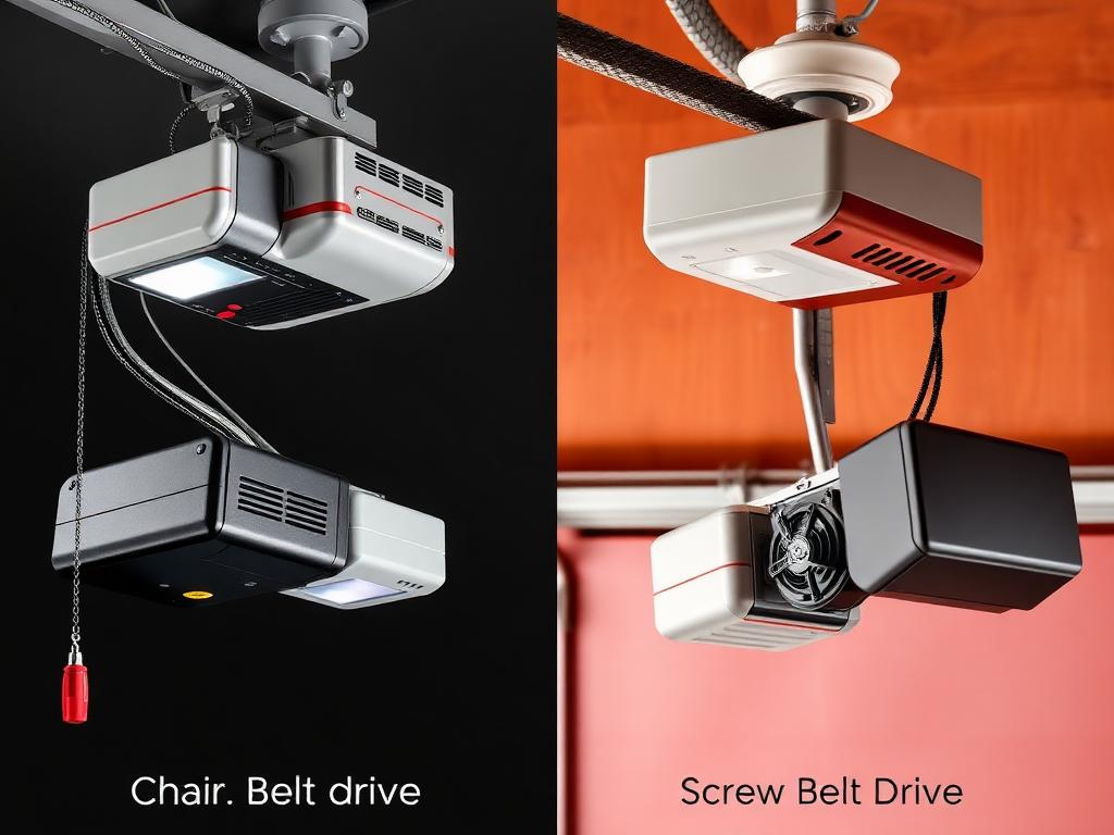 Different types of garage door openers on display