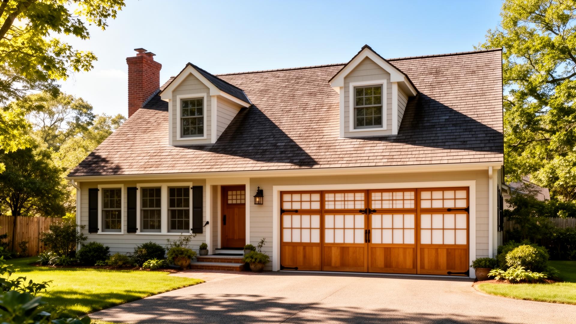 Beautiful Cape Cod home with Asian-inspired shoji panel garage doors in Sheridan Oregon